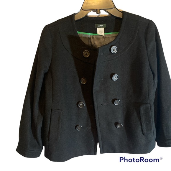 J. Crew cashmere/wool blend Black pea Coat - Picture 2 of 10